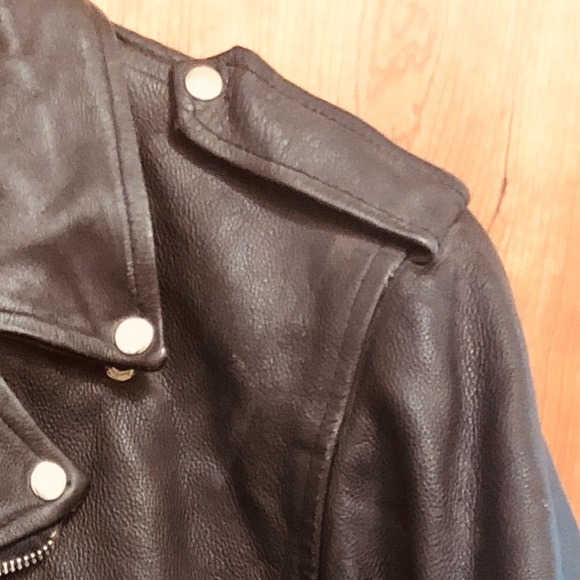 VINTAGE Gen 30 yr old black leather biker jacket - Picture 5 of 7